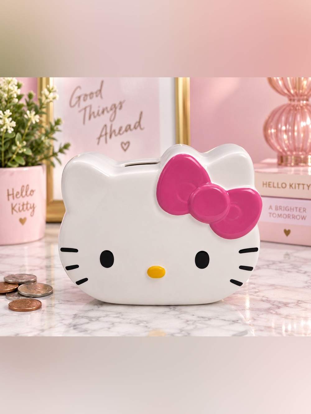Hello Kitty Ceramic Coin Bank Holder Figurine